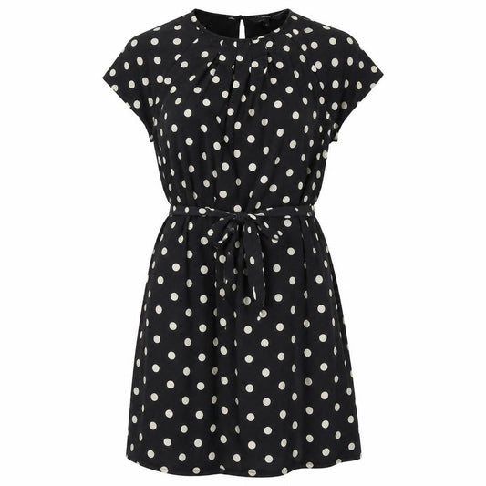 VERO MODA Womens Black Polka Dot Polyester A-Line Size XS Round Neck Button