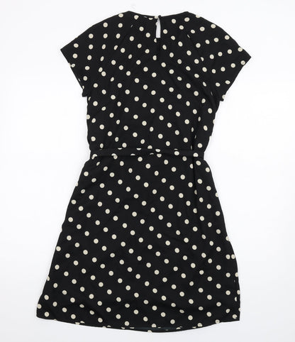 VERO MODA Womens Black Polka Dot Polyester A-Line Size XS Round Neck Button