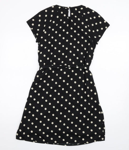 VERO MODA Womens Black Polka Dot Polyester A-Line Size XS Round Neck Button