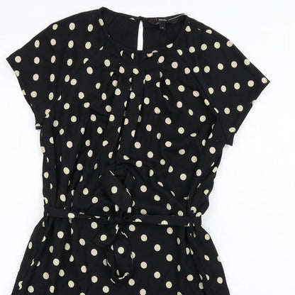 VERO MODA Womens Black Polka Dot Polyester A-Line Size XS Round Neck Button