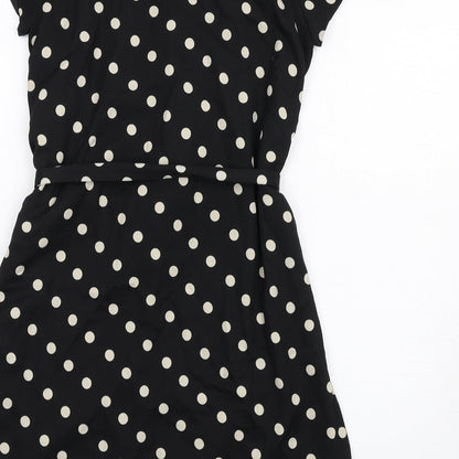 VERO MODA Womens Black Polka Dot Polyester A-Line Size XS Round Neck Button
