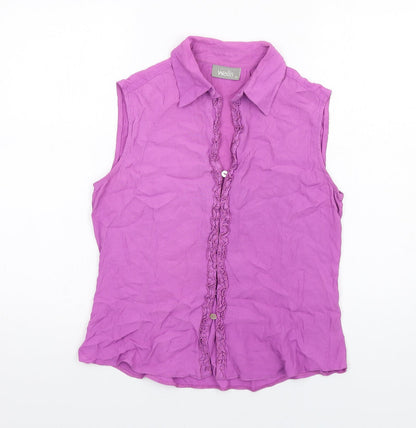 Womens UK Size 12 Wallis Purple Basic Button-Up