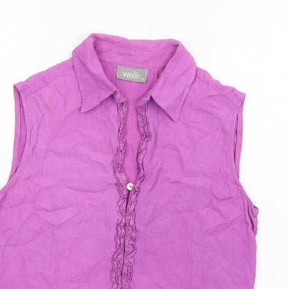 Womens UK Size 12 Wallis Purple Basic Button-Up