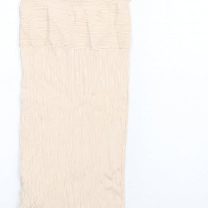 Bershka Womens Beige Viscose Bodycon Size L V-Neck Pullover