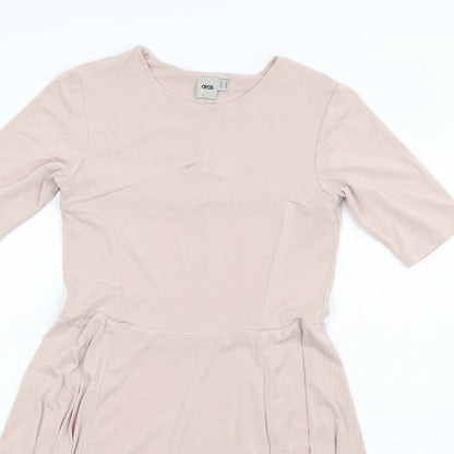ASOS Womens Pink Polyester Fit & Flare Size 10 V-Neck Pullover