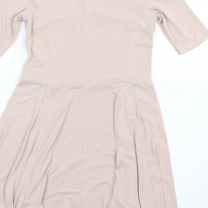 ASOS Womens Pink Polyester Fit & Flare Size 10 V-Neck Pullover