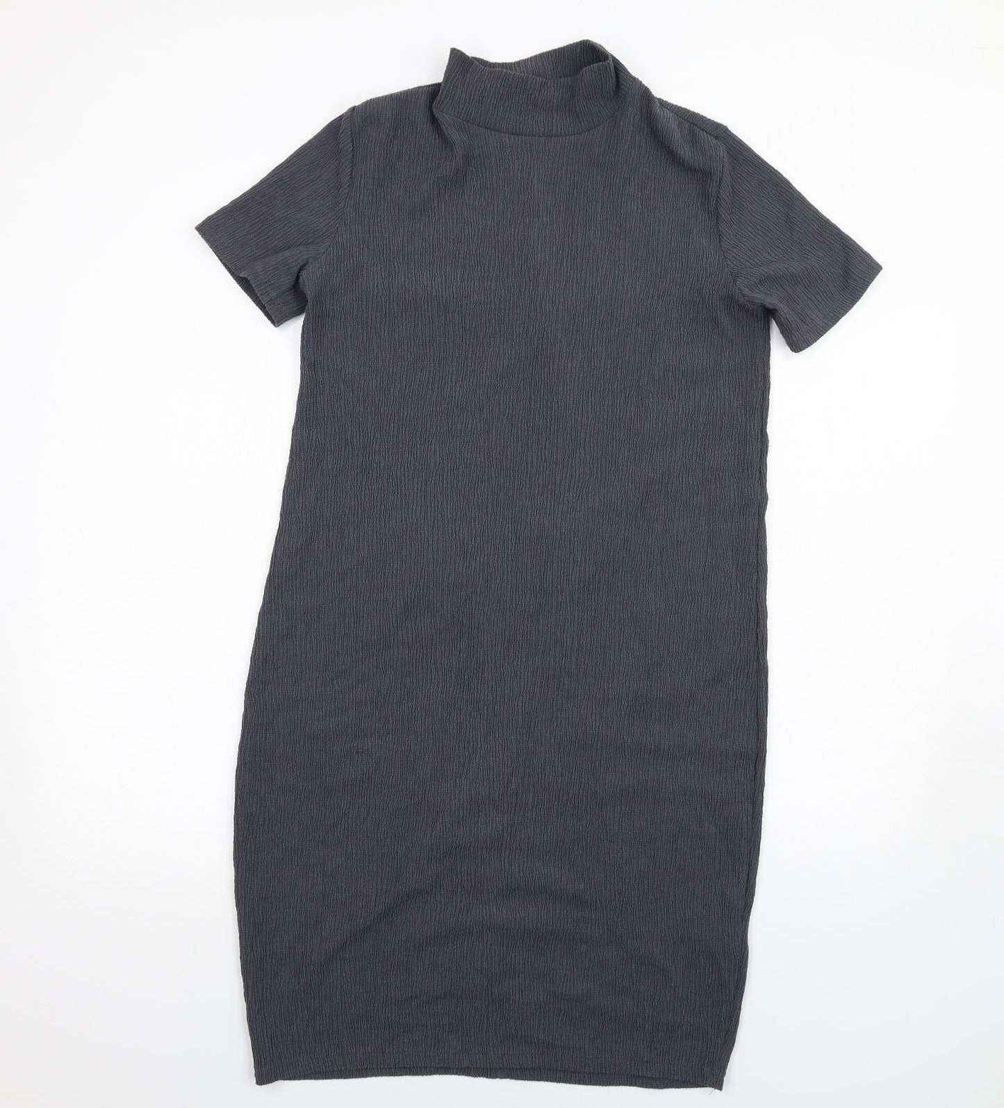 Marks and Spencer Womens Grey Polyester Bodycon Size 10 High Neck Pullover