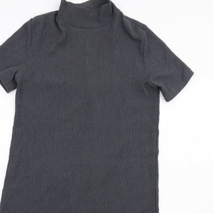 Marks and Spencer Womens Grey Polyester Bodycon Size 10 High Neck Pullover
