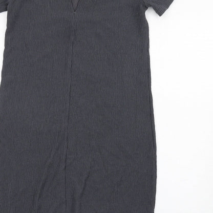 Marks and Spencer Womens Grey Polyester Bodycon Size 10 High Neck Pullover