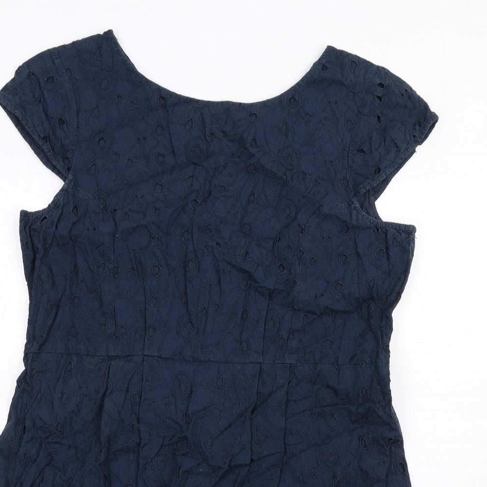 NEXT Womens Blue Cotton A-Line Size 18 Round Neck Zip