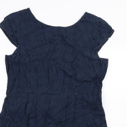 NEXT Womens Blue Cotton A-Line Size 18 Round Neck Zip