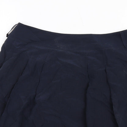Marks and Spencer Womens Blue Silk A-Line Skirt Size 8 Zip