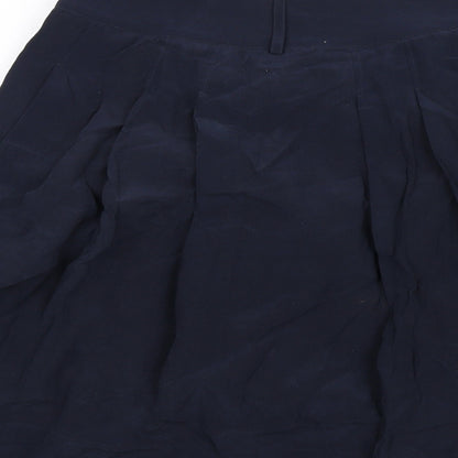 Marks and Spencer Womens Blue Silk A-Line Skirt Size 8 Zip