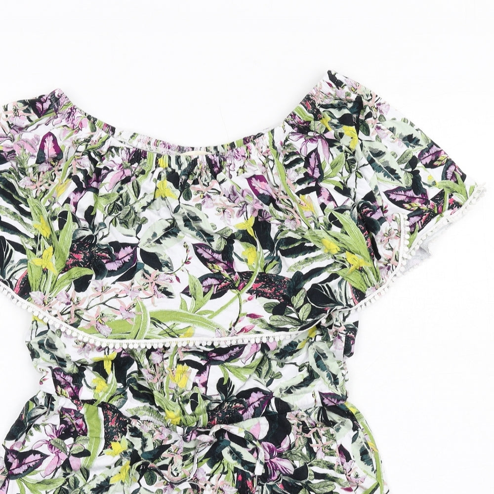 NEXT Womens Multicoloured Floral Vinyl Playsuit One-Piece Size 8 Pullover