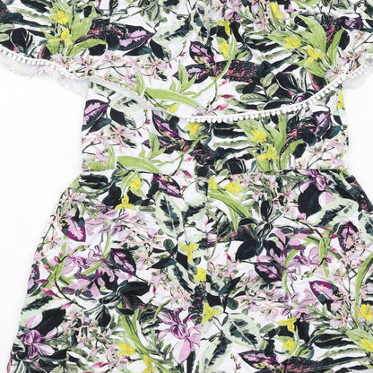 NEXT Womens Multicoloured Floral Vinyl Playsuit One-Piece Size 8 Pullover