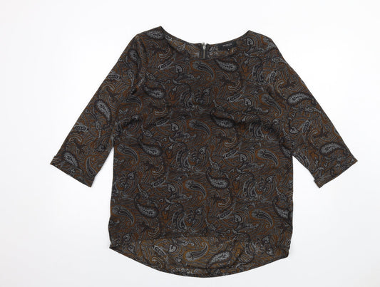 Womens UK Size 12 Selected Femme Brown Basic T-Shirt