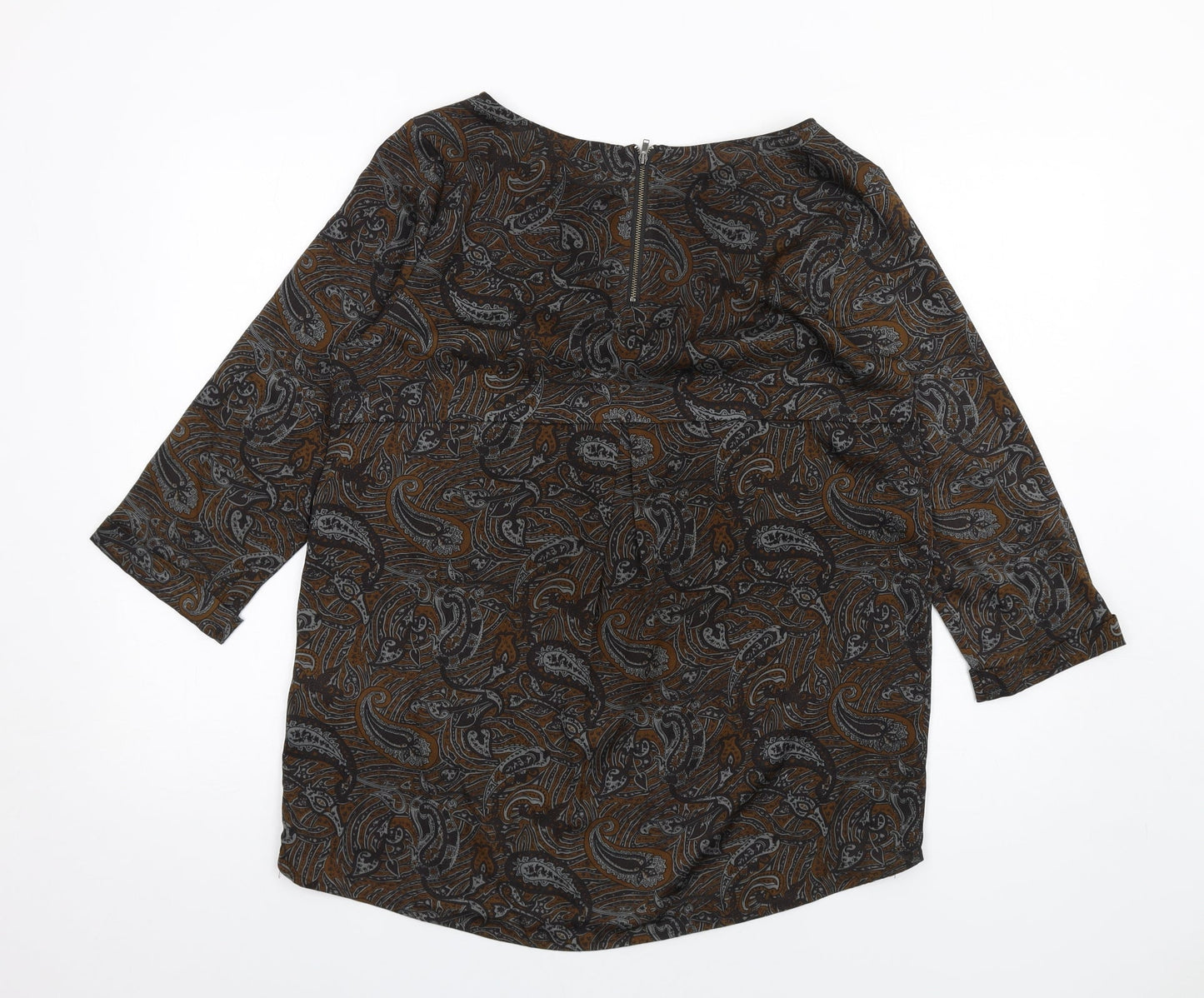 Womens UK Size 12 Selected Femme Brown Basic T-Shirt