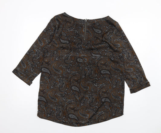 Womens UK Size 12 Selected Femme Brown Basic T-Shirt