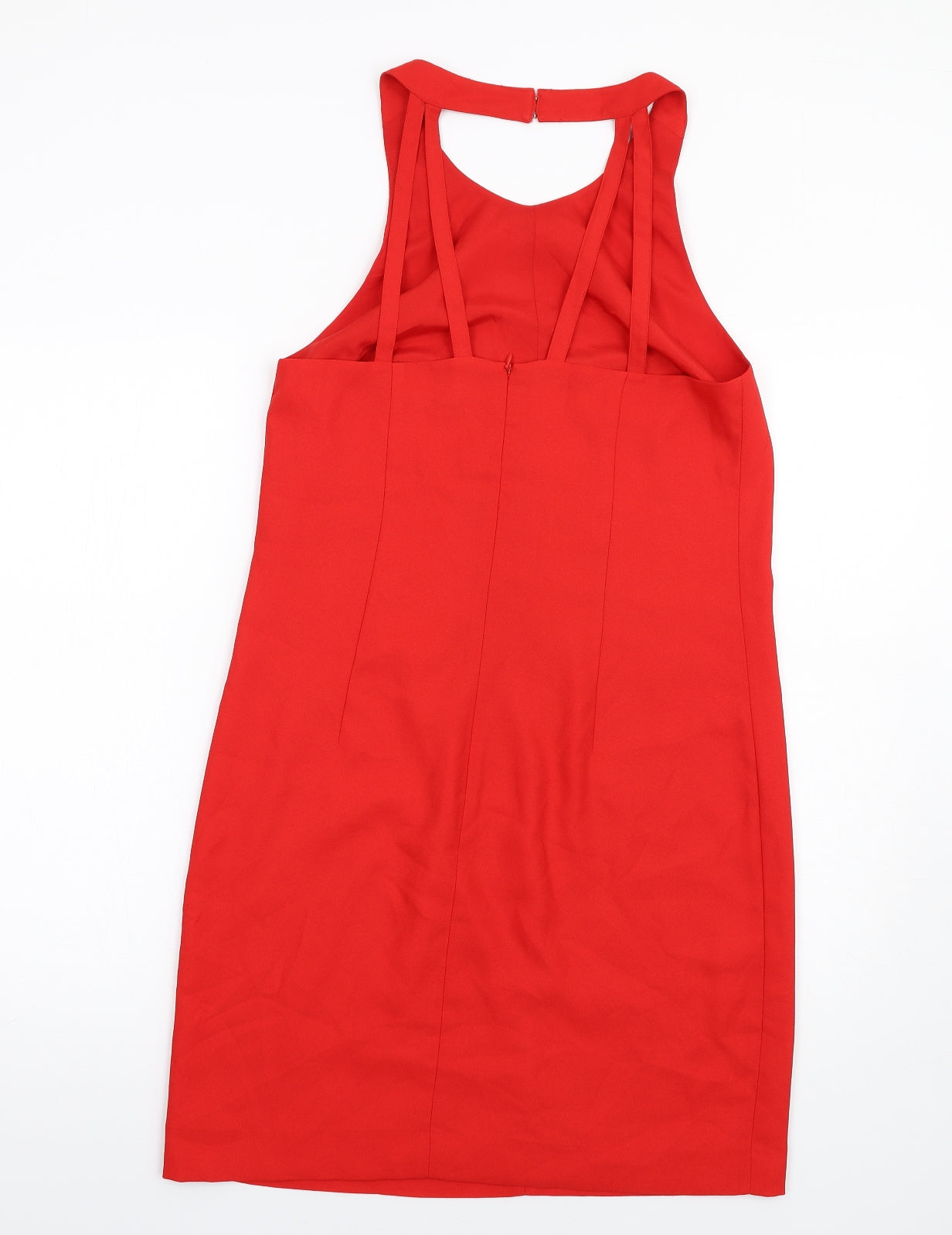 Great Plains Womens Red Polyester A-Line Size 10 Scoop Neck Zip