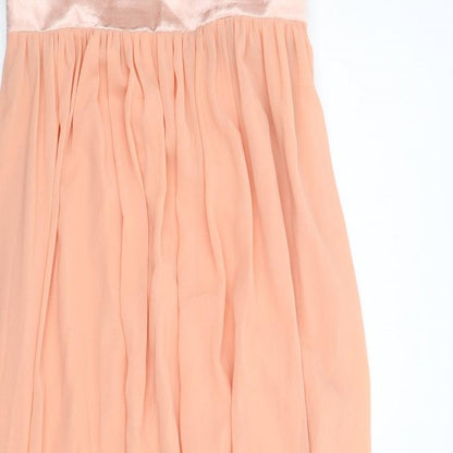 Coast Womens Pink Polyester Maxi Size 10 Square Neck Zip - Sequins