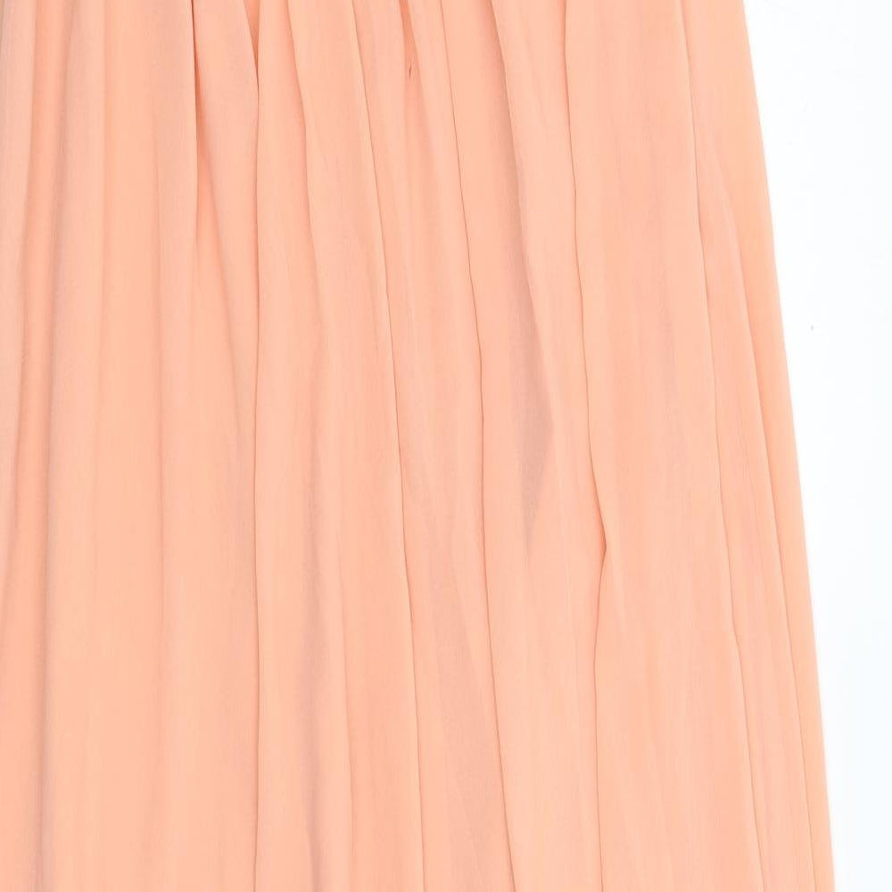 Coast Womens Pink Polyester Maxi Size 10 Square Neck Zip - Sequins