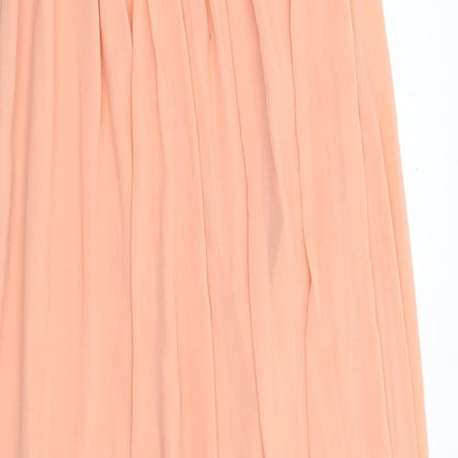 Coast Womens Pink Polyester Maxi Size 10 Square Neck Zip - Sequins