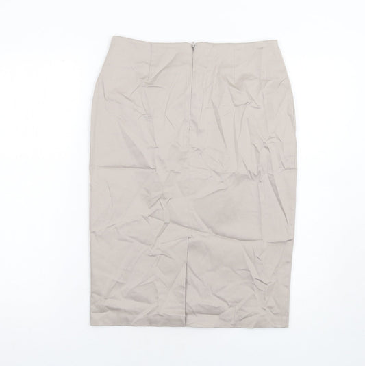 Marks and Spencer Womens Beige Cotton Straight & Pencil Skirt Size 8 Zip