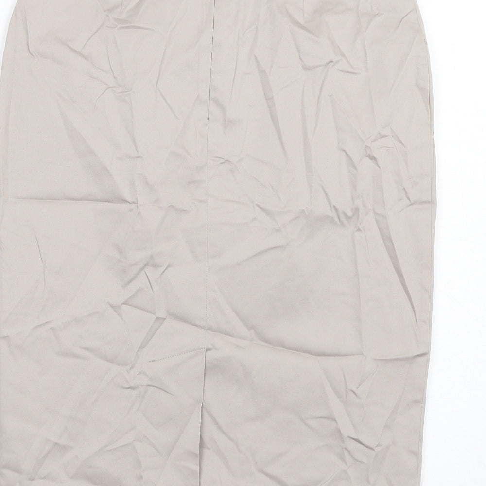 Marks and Spencer Womens Beige Cotton Straight & Pencil Skirt Size 8 Zip