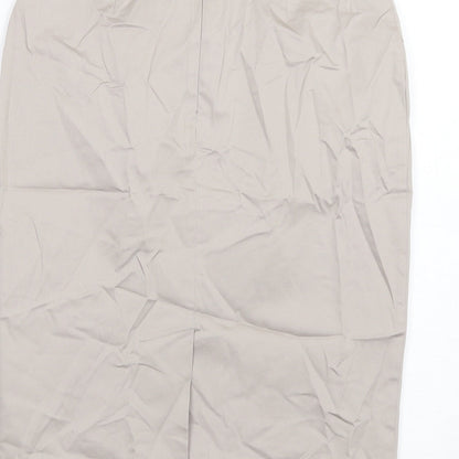 Marks and Spencer Womens Beige Cotton Straight & Pencil Skirt Size 8 Zip