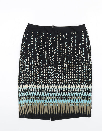 Ann Taylor Womens Multicoloured Geometric Cotton Straight & Pencil Skirt Size 4 Zip