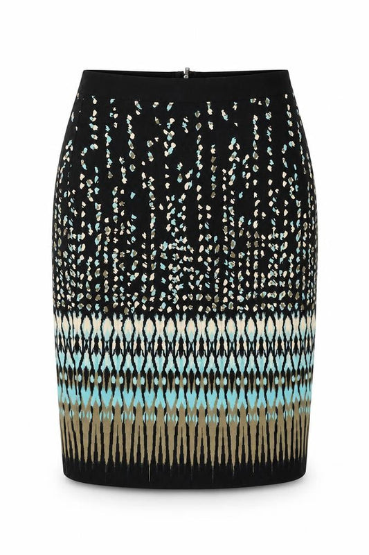Ann Taylor Womens Multicoloured Geometric Cotton Straight & Pencil Skirt Size 4 Zip