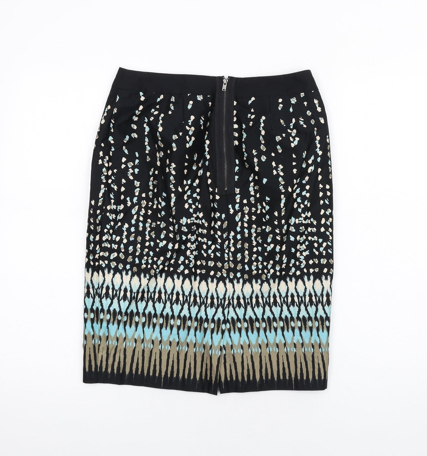 Ann Taylor Womens Multicoloured Geometric Cotton Straight & Pencil Skirt Size 4 Zip