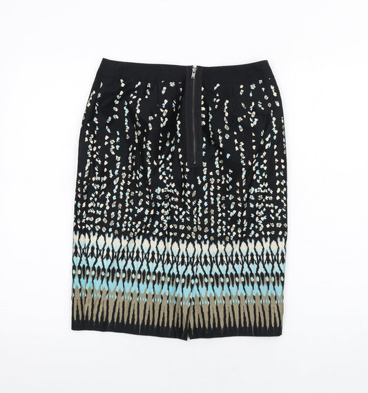 Ann Taylor Womens Multicoloured Geometric Cotton Straight & Pencil Skirt Size 4 Zip