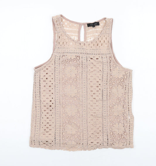 Womens UK Size 8 New Look Beige Basic Tank