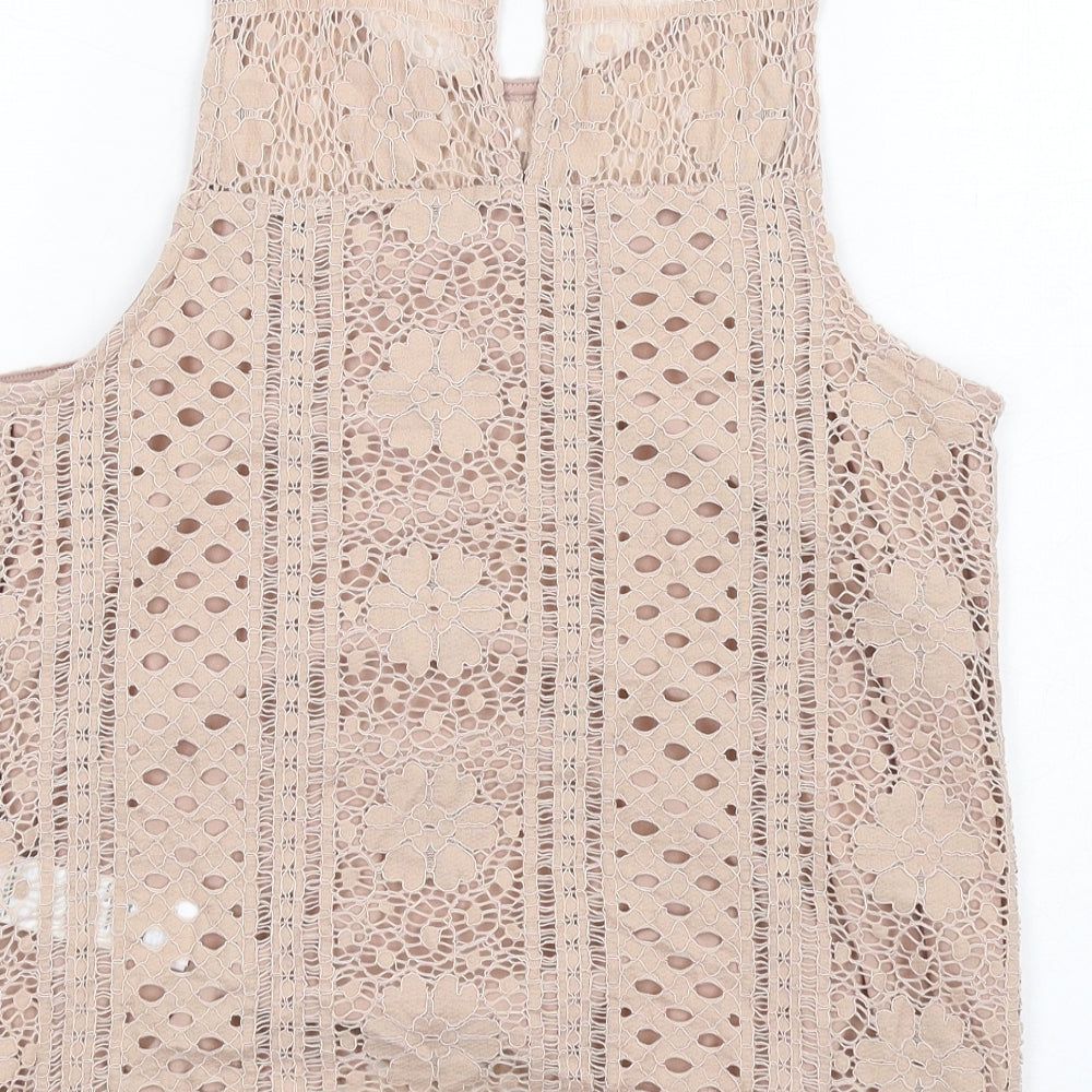 Womens UK Size 8 New Look Beige Basic Tank