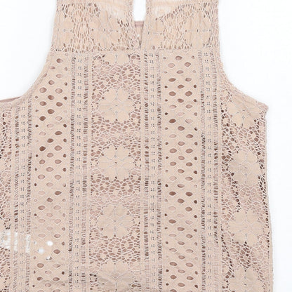 Womens UK Size 8 New Look Beige Basic Tank