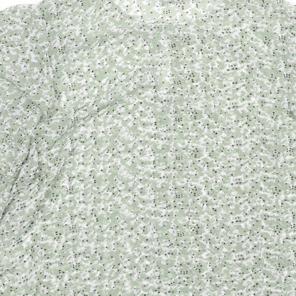H&M Womens Green Floral Polyester Basic Blouse Size 14 Round Neck
