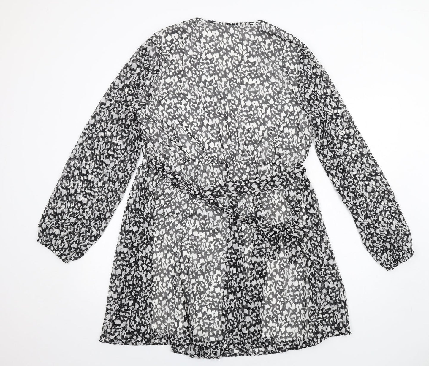 VILA Womens Black Geometric Polyester A-Line Size 14 V-Neck Pullover