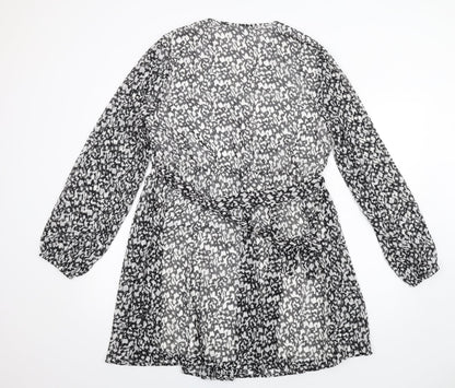 VILA Womens Black Geometric Polyester A-Line Size 14 V-Neck Pullover