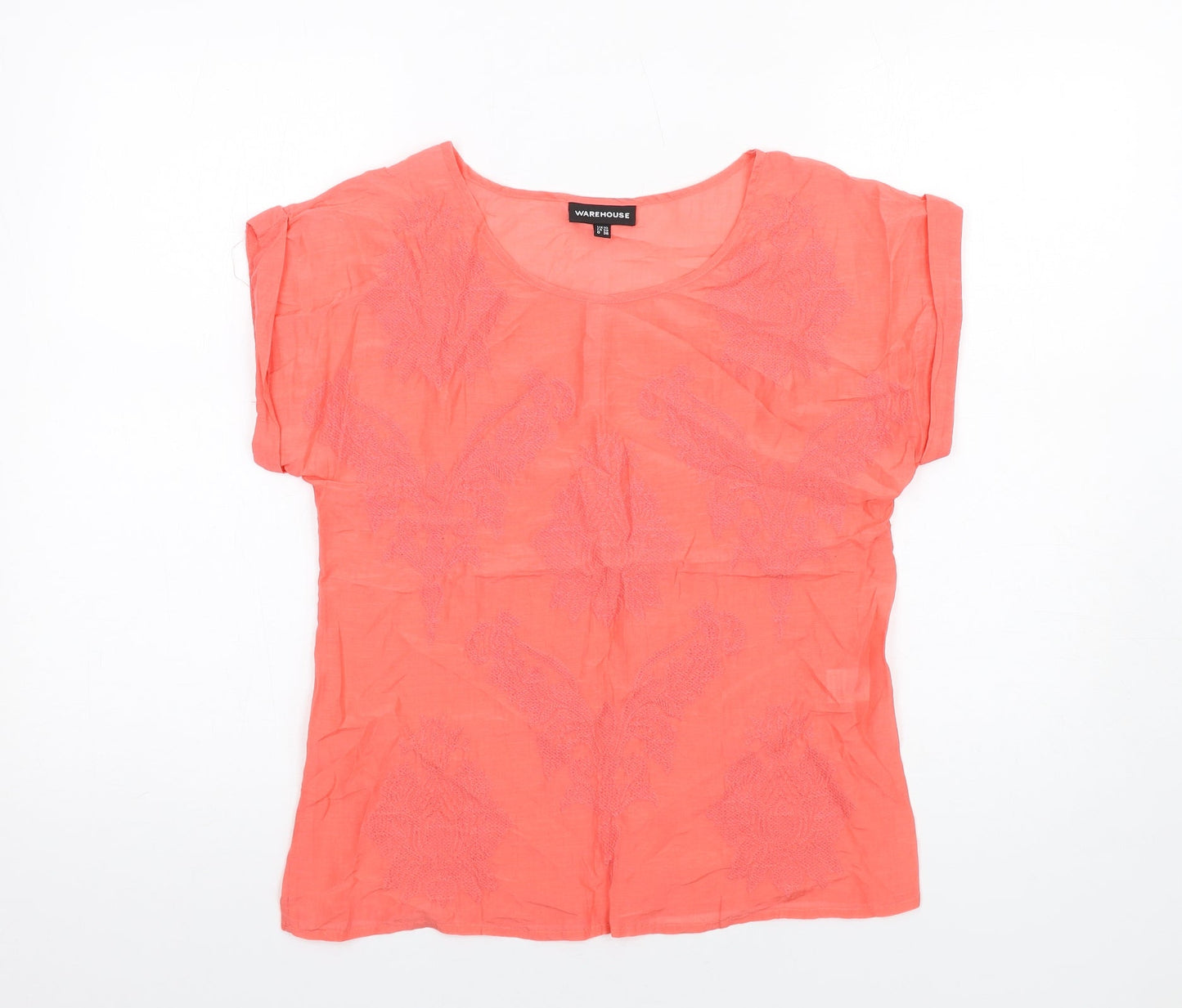 Womens UK Size 10 Warehouse Pink Basic T-Shirt