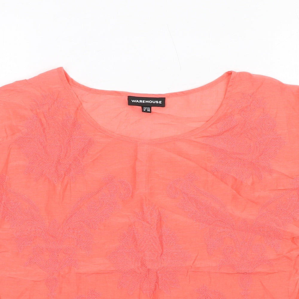 Womens UK Size 10 Warehouse Pink Basic T-Shirt