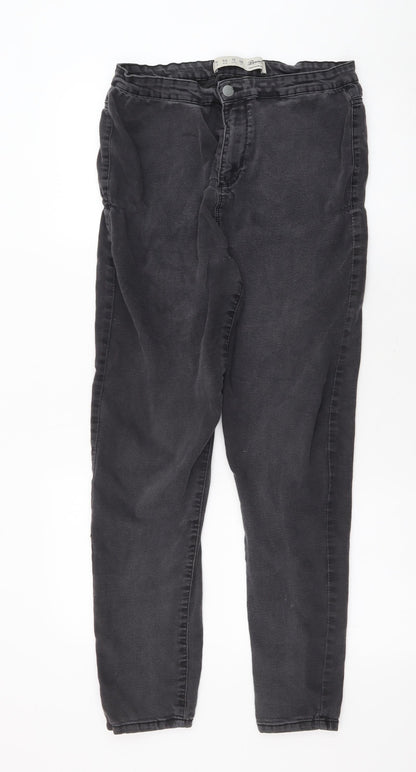 Denim & Co. Womens Black Cotton Straight Jeans Size 16 L26 in Regular Zip
