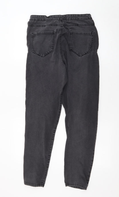 Denim & Co. Womens Black Cotton Straight Jeans Size 16 L26 in Regular Zip