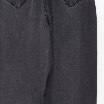 Denim & Co. Womens Black Cotton Straight Jeans Size 16 L26 in Regular Zip