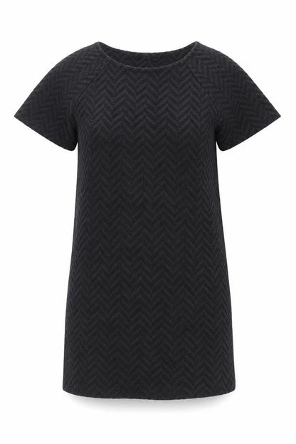 NEXT Womens Black Geometric Polyester T-Shirt Dress Size 14 Round Neck Pullover