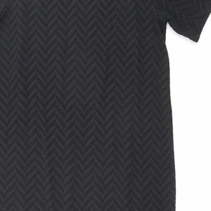 NEXT Womens Black Geometric Polyester T-Shirt Dress Size 14 Round Neck Pullover