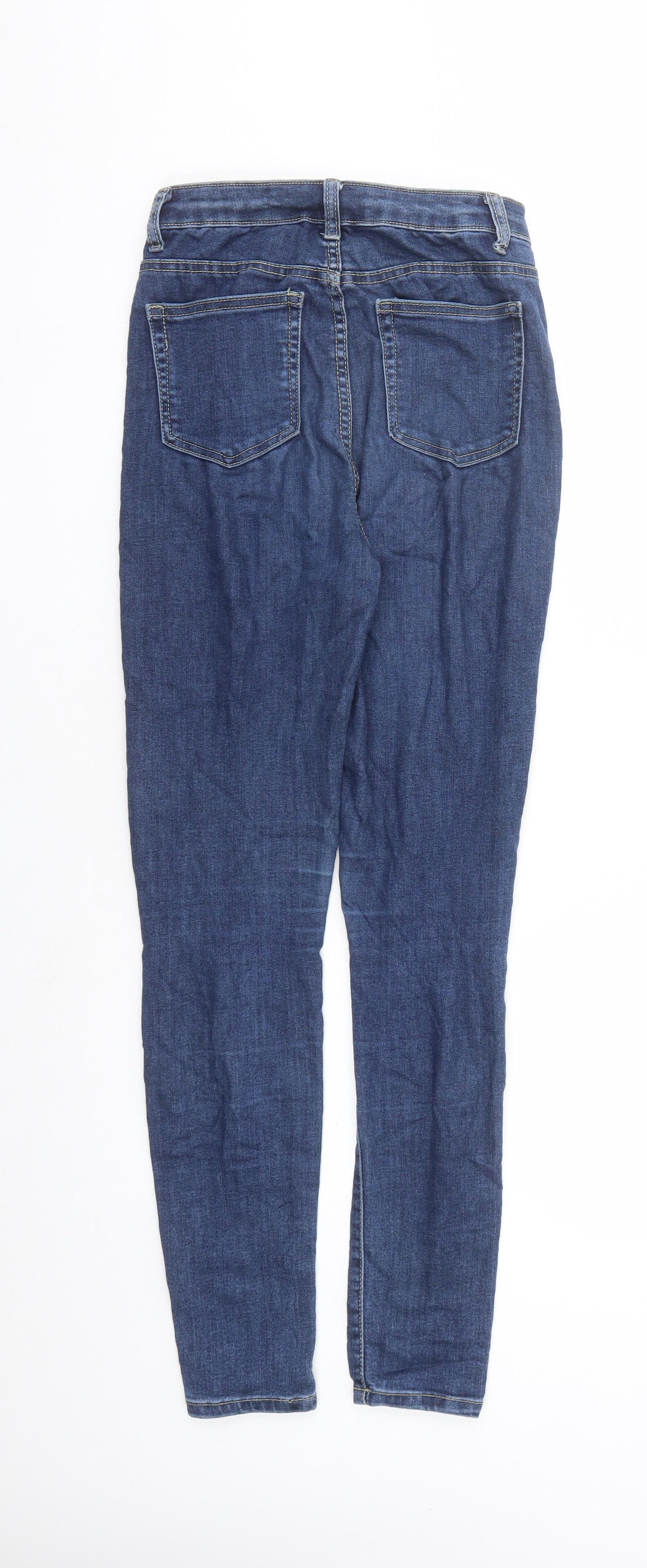 PRETTYLITTLETHING Womens Blue Cotton Skinny Jeans Size 6 L27 in Regular Zip