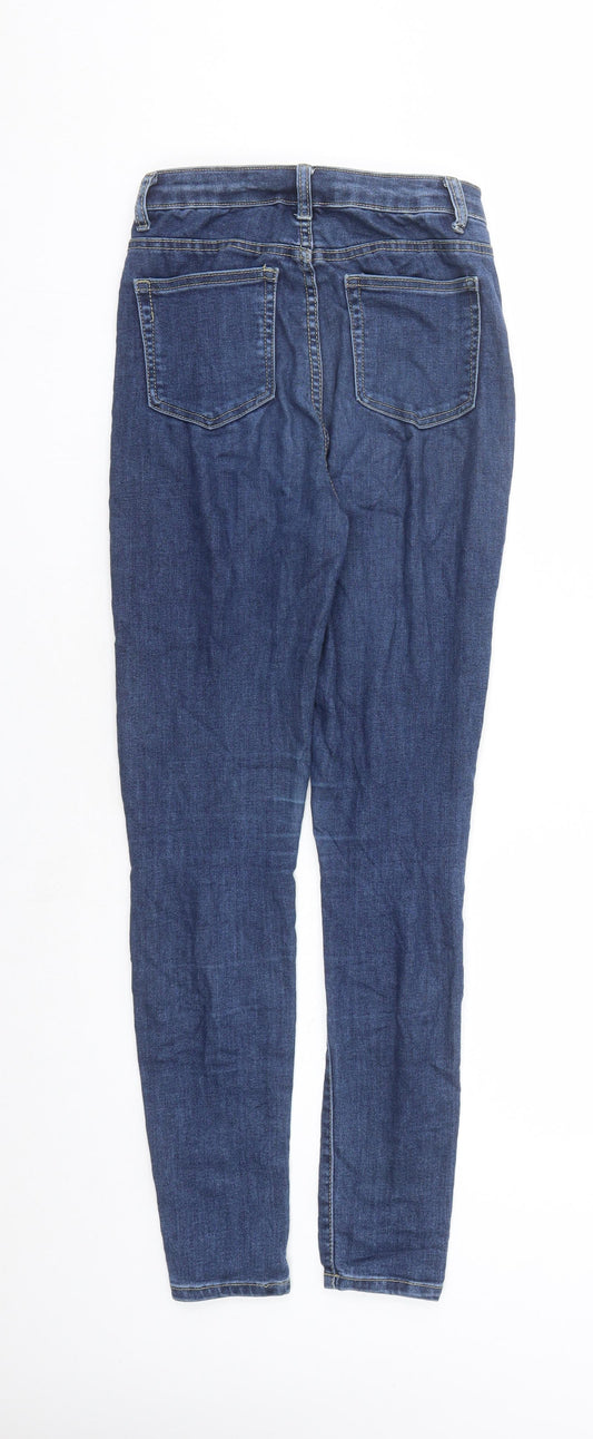 PRETTYLITTLETHING Womens Blue Cotton Skinny Jeans Size 6 L27 in Regular Zip