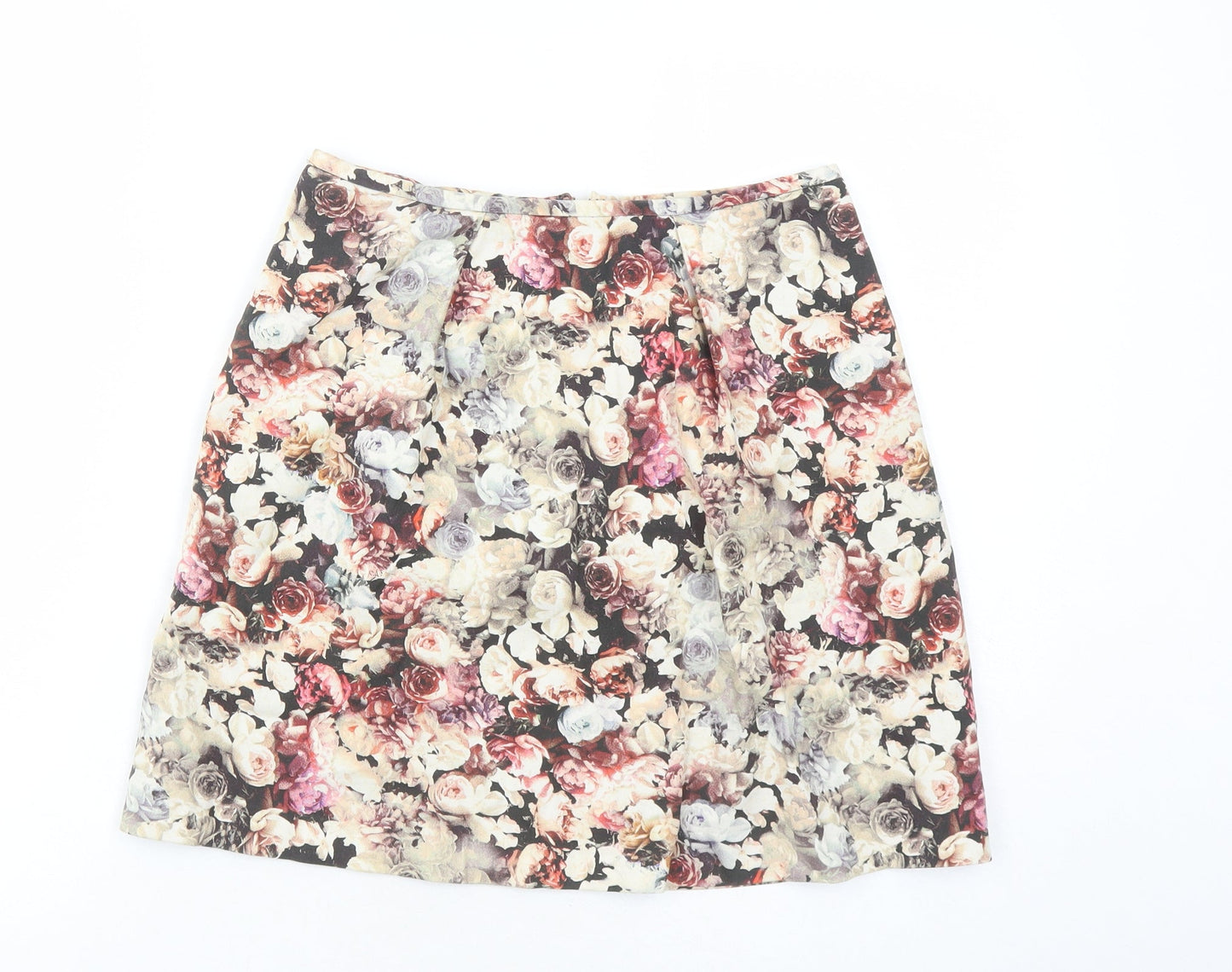 Coast Womens Multicoloured Floral Cotton A-Line Skirt Size 8 Zip - Lined
