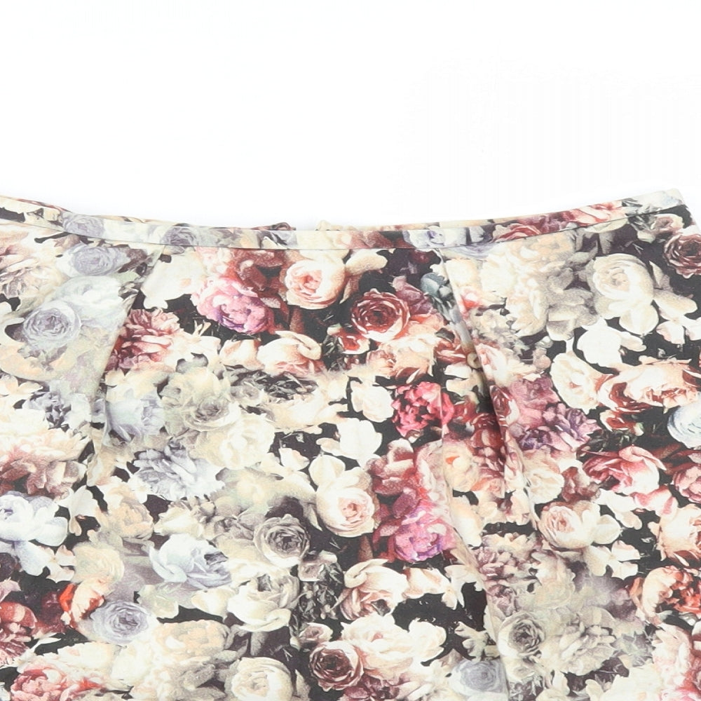 Coast Womens Multicoloured Floral Cotton A-Line Skirt Size 8 Zip - Lined
